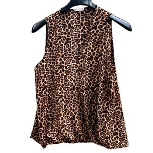 Lush Leopard Print Sleeveless Wrap Vest Top Size XL Gathered Hem